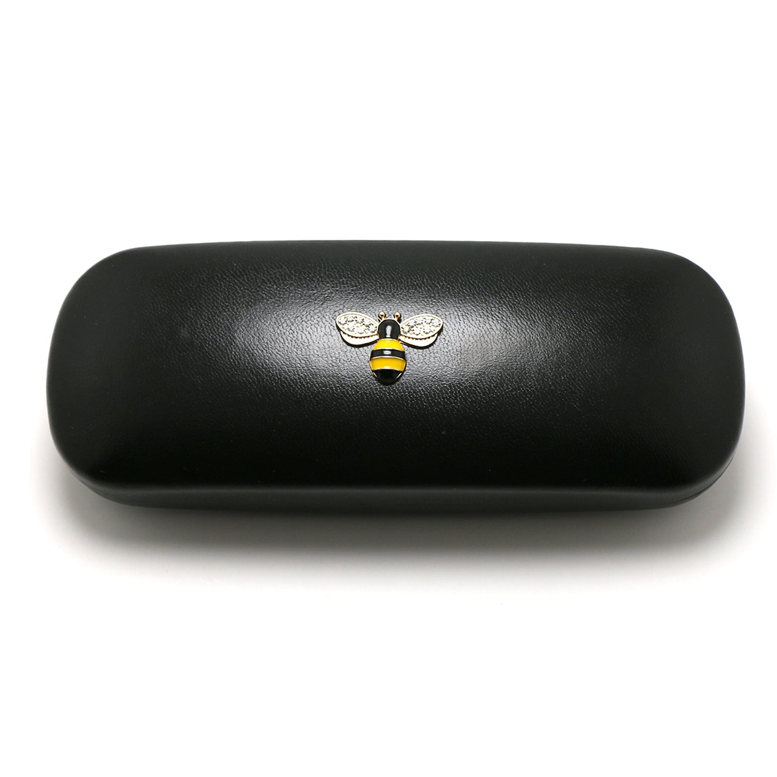 Crystal Bees Glasses Case Specs Reading Glasses Hard Case Black Leather Covered