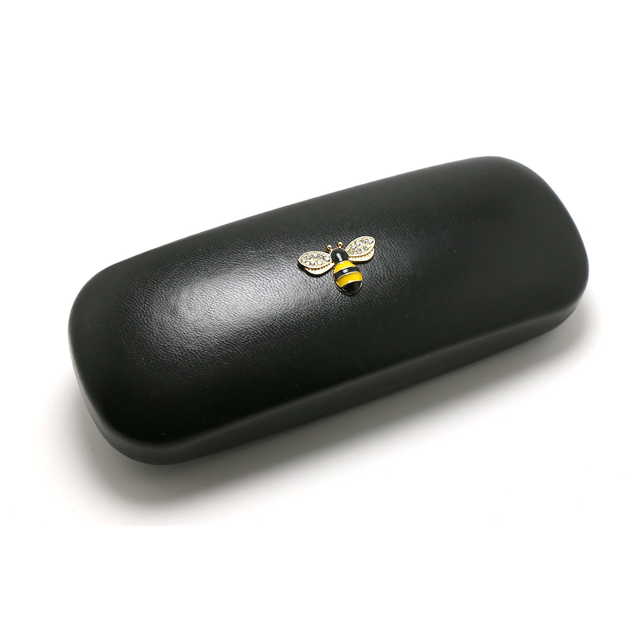 Crystal Bees Glasses Case Specs Reading Glasses Hard Case Black Leather Covered