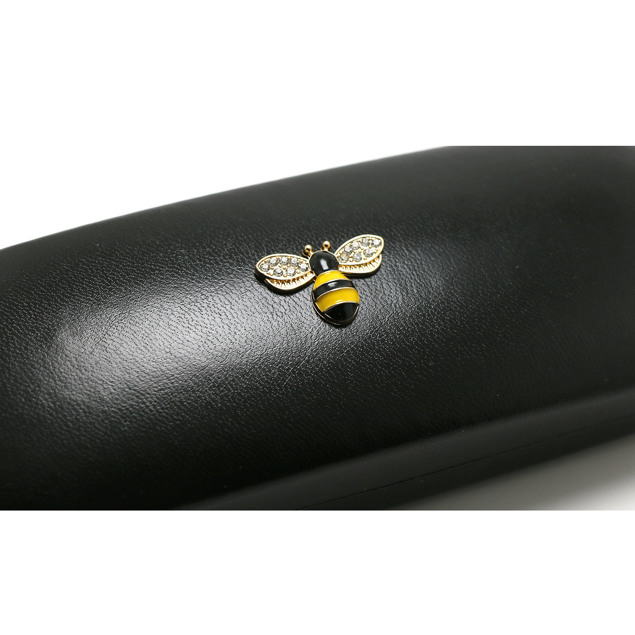 Crystal Bees Glasses Case Specs Reading Glasses Hard Case Black Leather Covered