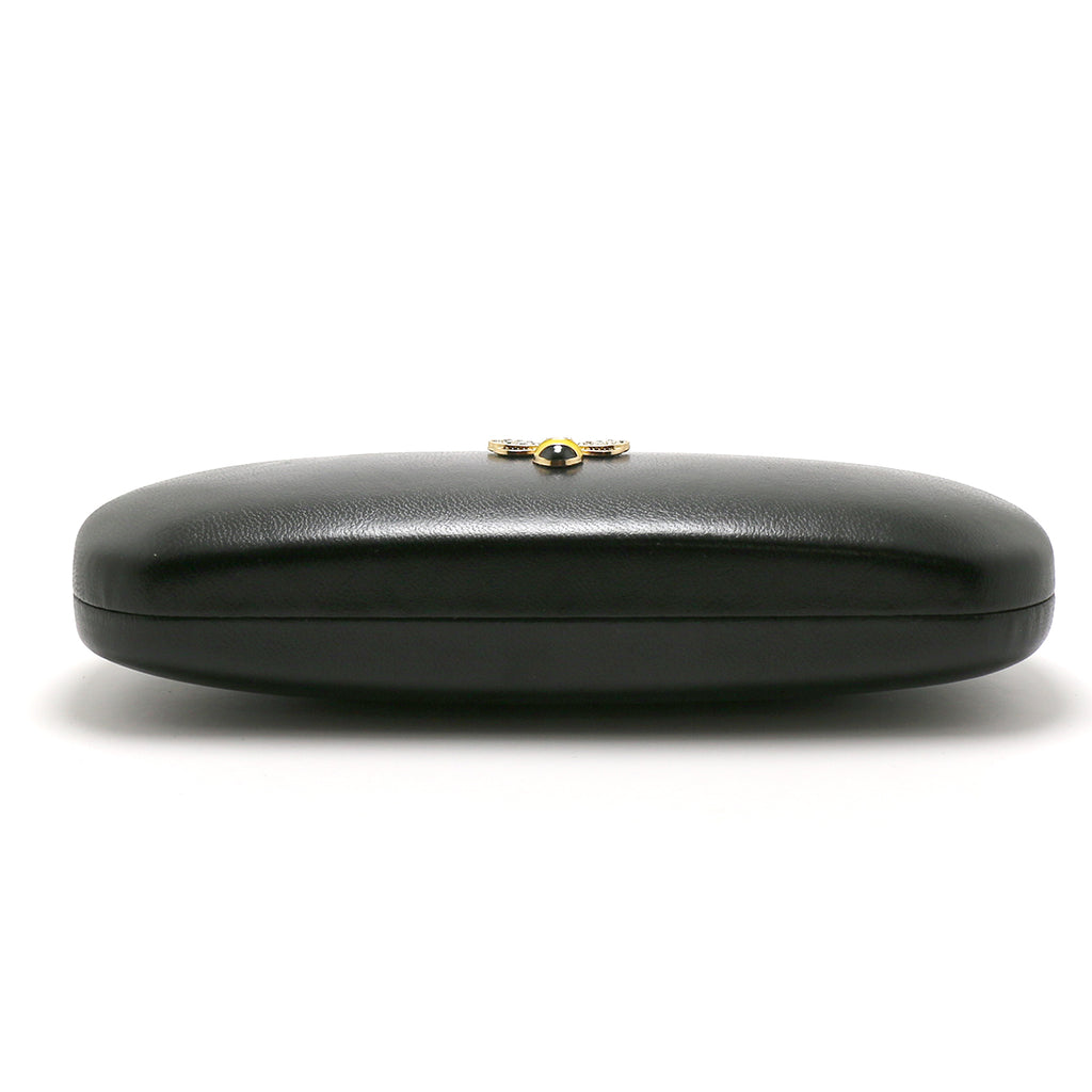 Crystal Bees Glasses Case Specs Reading Glasses Hard Case Black Leather Covered