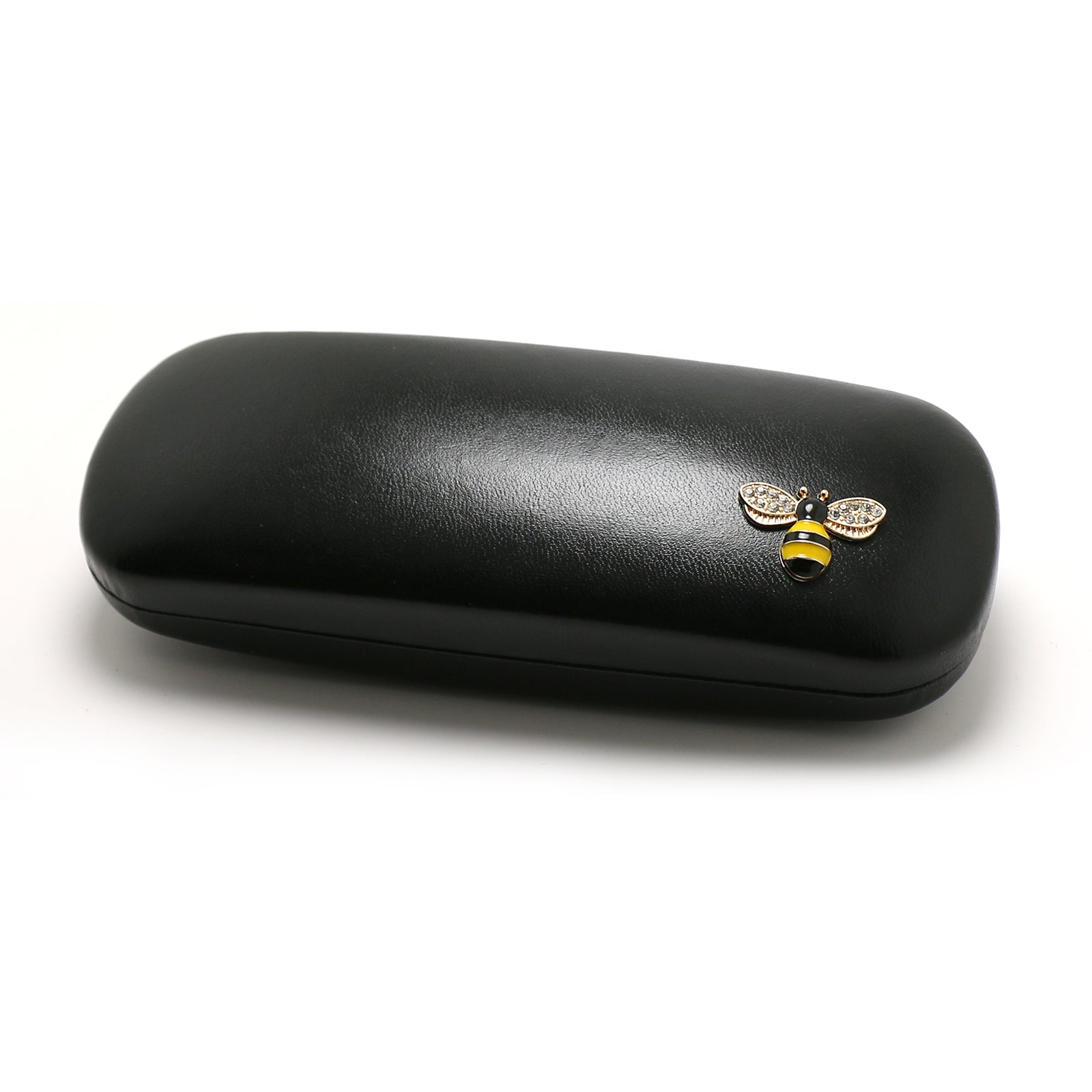 Crystal Bees Glasses Case Specs Reading Glasses Hard Case Black Leather Covered