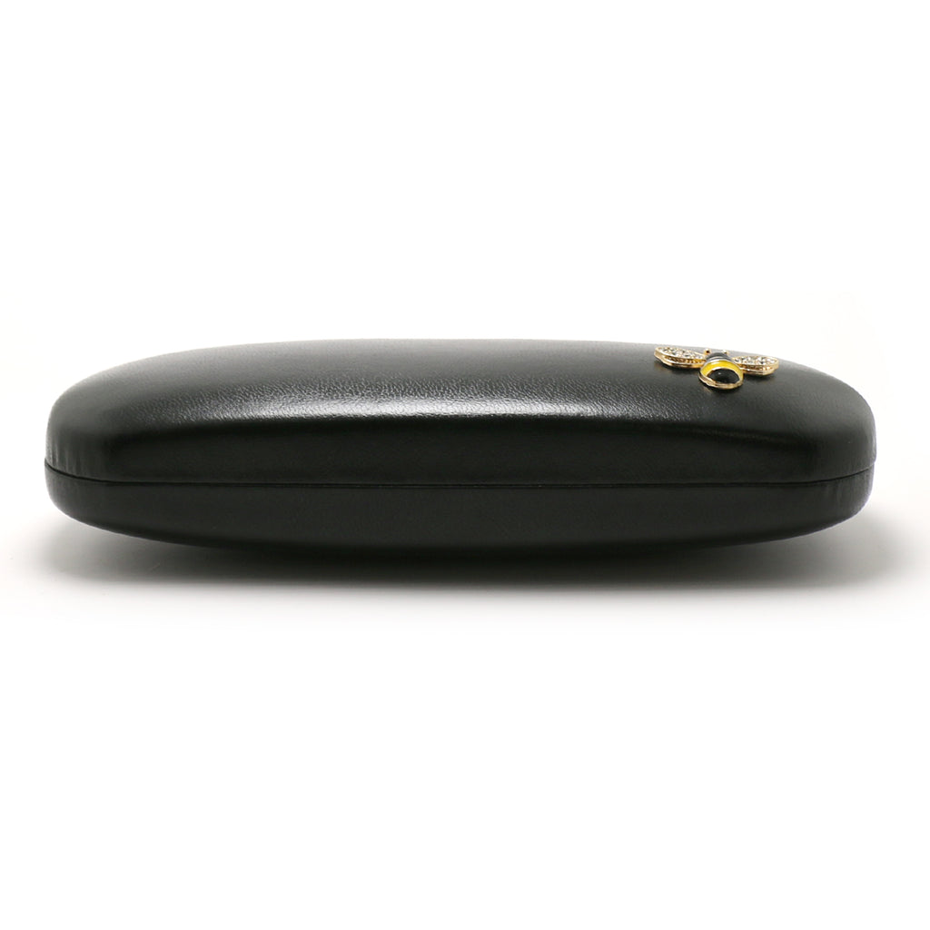 Crystal Bees Glasses Case Specs Reading Glasses Hard Case Black Leather Covered