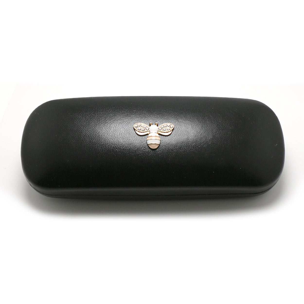 Crystal Bees Glasses Case Specs Reading Glasses Hard Case Black Leather Covered