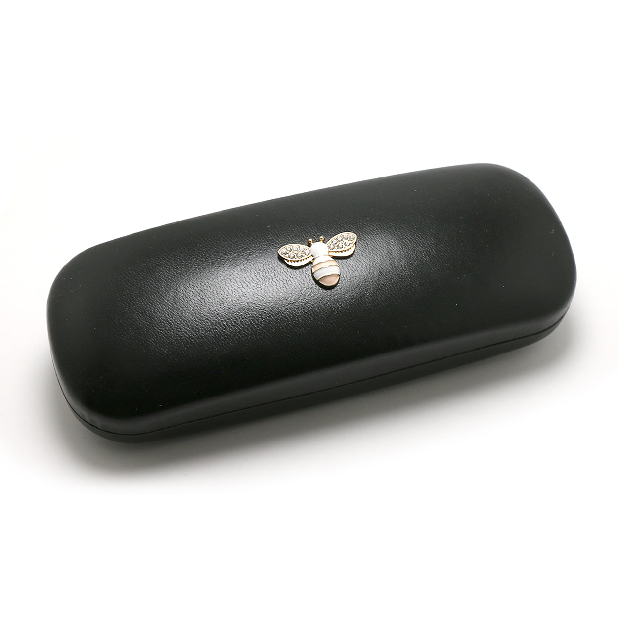 Crystal Bees Glasses Case Specs Reading Glasses Hard Case Black Leather Covered