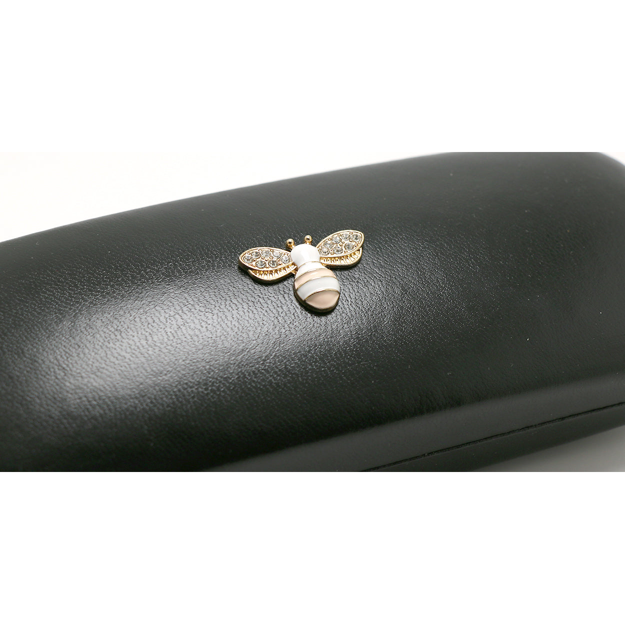 Crystal Bees Glasses Case Specs Reading Glasses Hard Case Black Leather Covered