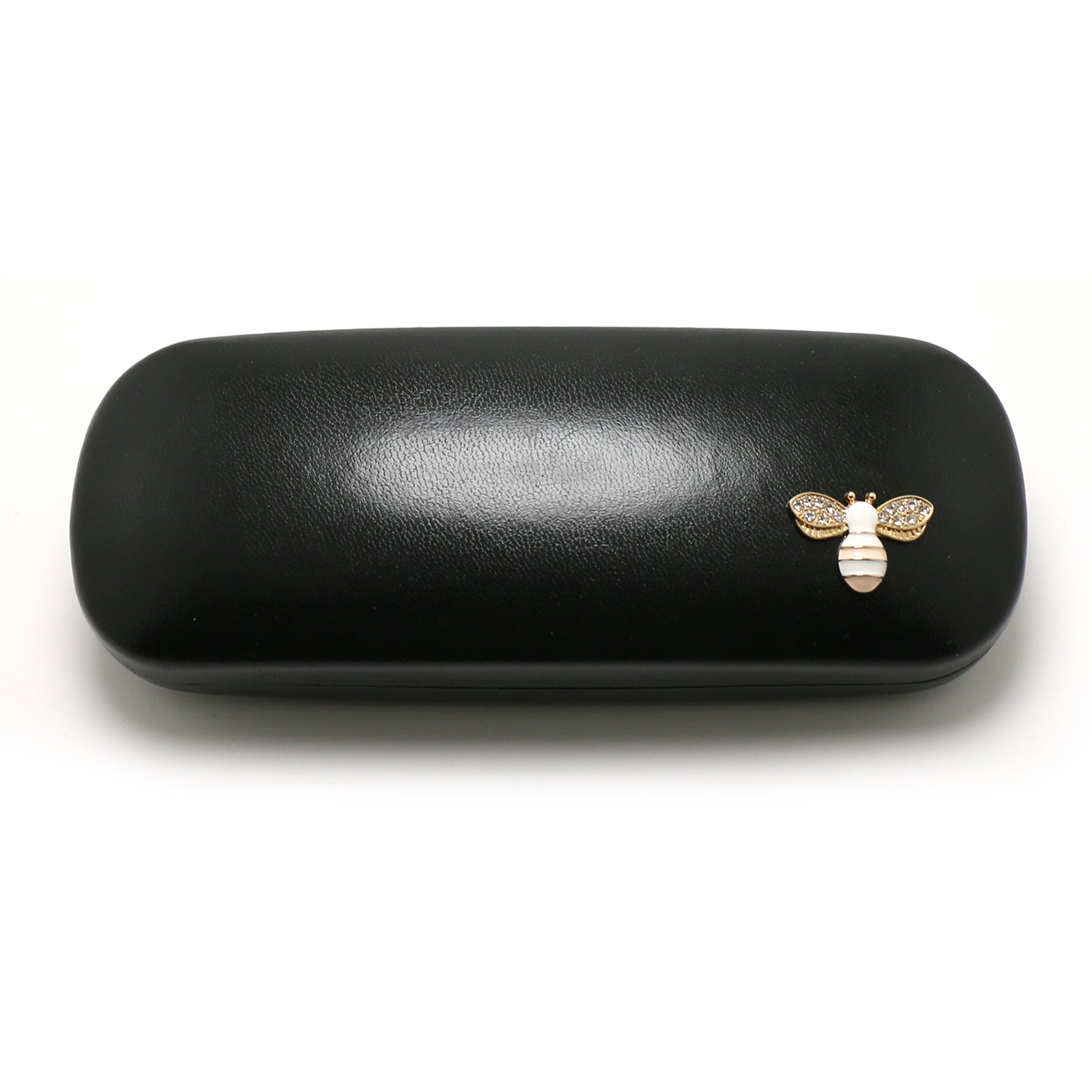 Crystal Bees Glasses Case Specs Reading Glasses Hard Case Black Leather Covered