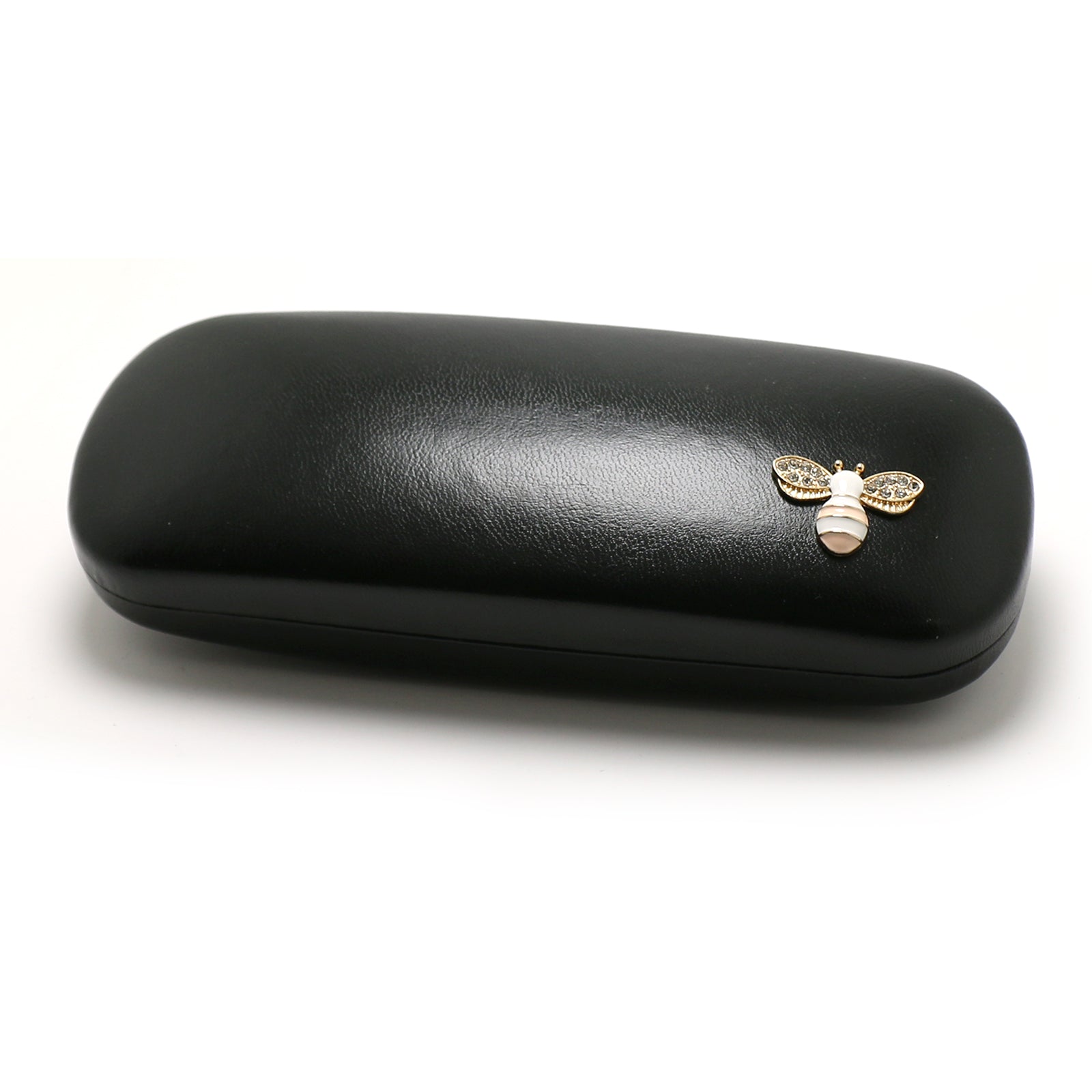 Crystal Bees Glasses Case Specs Reading Glasses Hard Case Black Leather Covered